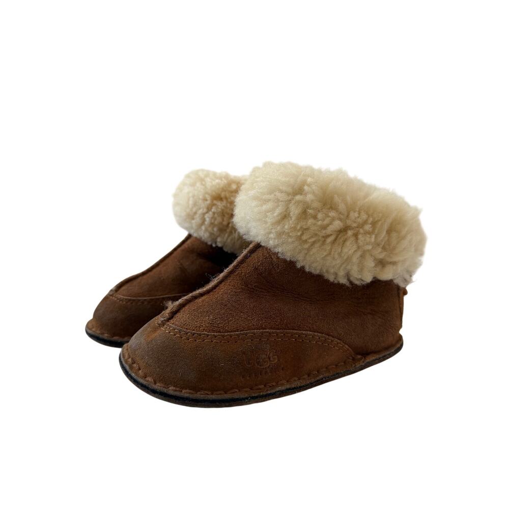 UGG Kids Shearling Suede Leather Boots Toddler Size Large (10-12T) Brown